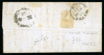 Stamp of Egypt » Italian Post Offices 1863 (21.4) Small neat folded entire Alexandria to Livorno, by French steamer, franked Sardinia 80c
