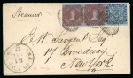 Stamp of Canada » Nova Scotia 1858 (Jan 14) Envelope "per Steamer" to the USA with