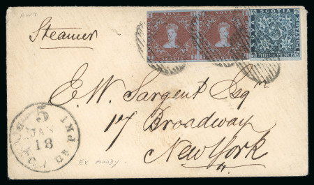 Stamp of Canada » Nova Scotia 1858 (Jan 14) Envelope "per Steamer" to the USA with