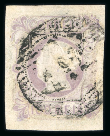 Stamp of Portugal 1853 Maria II 100r lilac used, fine to good margins, "112" circular cancel of Vizeu