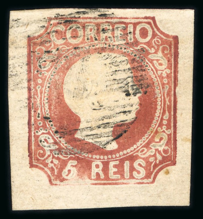 Stamp of Portugal 1855-56 Pedro V 5r, type VI, used with fine to large margins
