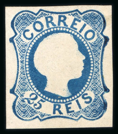 Stamp of Portugal 1855-56 Pedro V 25r (straight hair) type I, dark blue, unused
