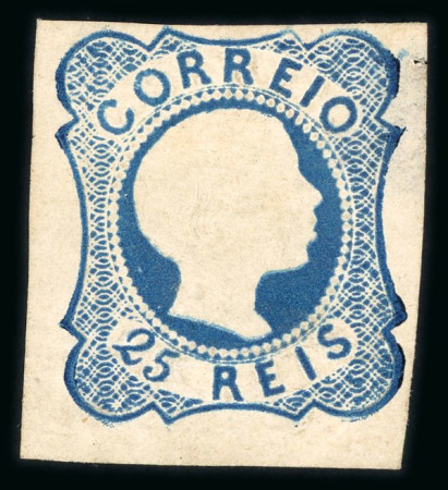 Stamp of Portugal 1855-56 Pedro V 25r (straight hair) type II, small group incl. one unused