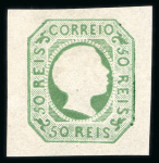 Stamp of Portugal 1855-56 Pedro V (curly hair) 50r mint small part o.g.