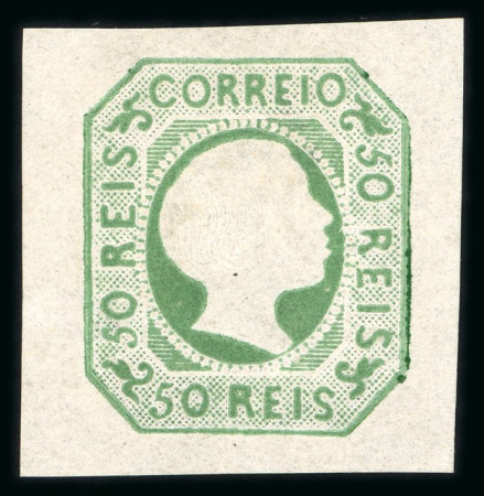 Stamp of Portugal 1855-56 Pedro V (curly hair) 50r mint small part o.g.