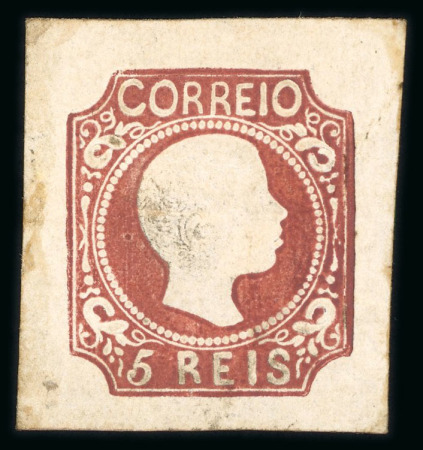 Stamp of Portugal 1856-58 Pedro V (curly hair) 5r types III and VII unused examples in different shades