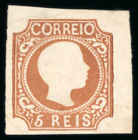 Stamp of Portugal 1856-58 Pedro V (curly hair) 5r types VIII and XI unused examples in different shades