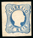 Stamp of Portugal 1856-58 Pedro V (curly hair) 25r blue, fine network, unused