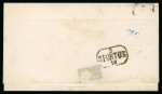 Stamp of Portugal 1856-58 Pedro V (curly hair) 25r blue, fine network, with double impression, on cover from Chaves to Porto