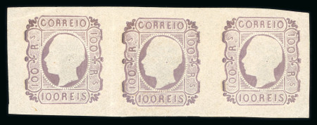 Stamp of Portugal 1862-64 Luis I 100R mint n.h. strip of three