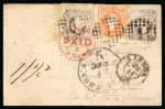 Stamp of Portugal 1862-64 Luis I 100R, two examples along with 1866-67 Luis I imperf. curved label 80r on cover to the USA,