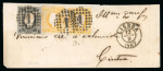 Stamp of Portugal 1866-67 Luis I imperf. curved label 5r and 10r pair on envelope from Lisbon to Cintra
