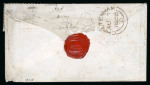 Stamp of Great Britain » British Post Offices Abroad » Crimea 1855 envelope sent from the Baltic Fleet via Danzig to England, franked with 1d red "stars" strip of three