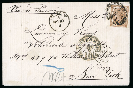 Stamp of Great Britain » British Post Offices Abroad » Peru 1872 (Nov 10) Entire from Arequipa to the USA with 6d chestnut pl.11