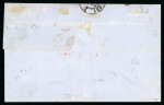 Stamp of St. Vincent 1866 (Apr 24) wrapper to France with two 1861 1d rose red rough to intermediate perf. 14 to 16 and one 1862 6d deep green rough perf.14 to 16