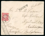 Stamp of Tonga 1897 (Jan 28) Envelope to Belgium with 1895 (Jul-Sep) 2 1/2d tied by Nukualofa cds, undeliverable