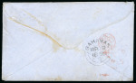 Stamp of Bahamas 1859 (Mar 19) envelope to England with GB 1856 6d lilac pair cancelled by "A05" numerals