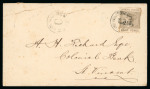 Stamp of Grenada 1892 (Feb 25) envelope to St. Vincent with 1888-91 2 1/2d on 8d tied by "C" cds of Sauters in St. Patrick's