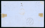 Stamp of Barbados 1862 (Nov 25) wrapper to St. Lucia 1861-70 (1d) blue rough perf.14 to 16 tied by "1" numeral