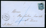 Stamp of Barbados 1862 (Nov 25) wrapper to St. Lucia 1861-70 (1d) blue rough perf.14 to 16 tied by "1" numeral
