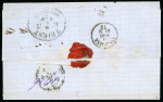 Stamp of Malta 1877 (May 4) entire sent registered to Austria with 1873-80 6d grey pl.14 and 1870 1/2d tied by "A25" barred ovals