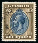 Stamp of Cyprus 1928 50th Anniversary of British Rule complete set of ten, used, the £1 CTO