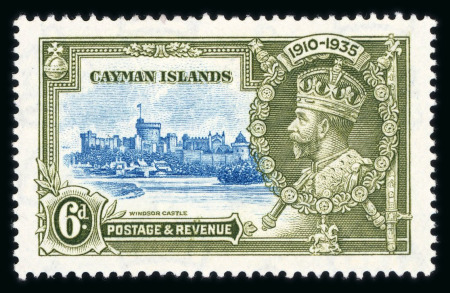 Stamp of Cayman Islands 1935 Silver Jubilee 6d with "dash by turret" variety,