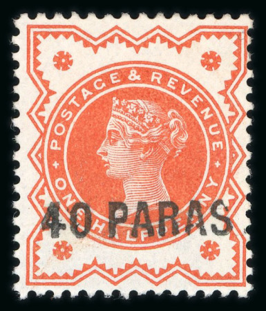 Stamp of British Levant  1893 40pa on 1/2d vermilion mint with small part o.g.