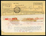 Stamp of British Occupation of Italian Colonies » Eritrea 1951 (Nov 29) telegram form with message franked on the reverse with 1950 "B. A. ERITREA" 65c on 8d (2) and 10s on 10s (3)