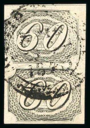 Stamp of Brazil » 1844-46 Slanting Figures 1846, 60r black, vertical pair featuring types IIa / I used