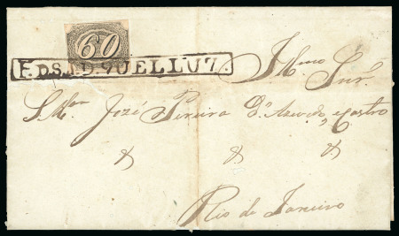 Stamp of Brazil » 1844-46 Slanting Figures 1846, 60r black, type IIa, used on unique cover with "E.D.S.J.D.QUELLUZ." cancellation
