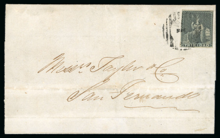 Stamp of Trinidad and Tobago » Trinidad 1851 (Dec 26) wrapper sent internally to San Fernando with 1851-55 (1d) grey