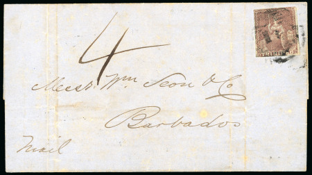 Stamp of Trinidad and Tobago » Trinidad 1851 (Dec 27) wrapper to Barbados with 1851-55 (1d) purple-brown