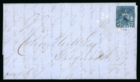 Stamp of Trinidad and Tobago » Trinidad 1853 (Oct 27) Prices current entire to Scotland with 1852-60 lithographed (1d) blue on yellowish paper