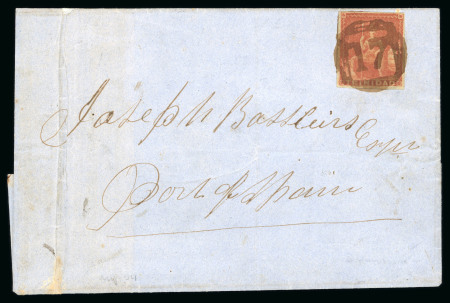Stamp of Trinidad and Tobago » Trinidad 1854 (Jul 17) wrapper from Couva to Port of Spain with 1851-55 (1d) brownish red