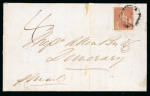 Stamp of Trinidad and Tobago » Trinidad 1855 (Jul 17) wrapper to British Guiana with 1851-55 (1d) brick red