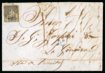 Stamp of Trinidad and Tobago » Trinidad 1854 (Nov 30) entire from Guiria, Venezuela, endorsed "via de Trinidad" and franked with 1851-55 (1d) grey in transit
