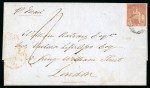 Stamp of Trinidad and Tobago » Trinidad 1854 (Mar 11) wrapper to England with 1851-55 (1d) brownish red