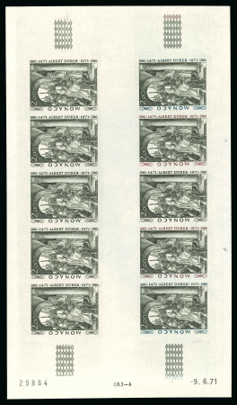 Stamp of Colonies françaises » Monaco 1971, Albert Dürer au lieu d'Albert Durecht, Feuille