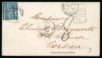 Stamp of Trinidad and Tobago » Trinidad 1858 (Dec 10) envelope to Corsica with 1852-60 Fourth Issue (1d) slate-blue