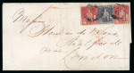 Stamp of Trinidad and Tobago » Trinidad 1860 (Jan 23) entire from San Fernando to England with 1859 pin perf.13 1/2-14 4d dull lilac and two (1d) carmine-lake