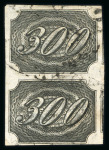Stamp of Brazil » 1844-46 Slanting Figures THE LARGEST KNOWN MULTIPLE OF THE 300 REIS IN USED CONDITION