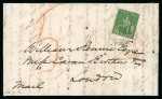Stamp of Trinidad and Tobago » Trinidad 1861 (Apr 8) entire to England with 1859 pin perf.13 1/2-14 6d bright yellow-green