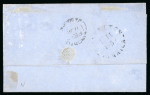 Stamp of Jamaica 1859 (Feb 11) wrapper from Chapleton to Kingston, with GB 4d rose tied by "A01" barred oval