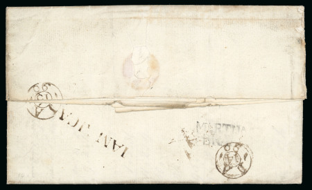 Stamp of Jamaica 1783-1846, group of 9 covers all with straightline hs or later cds