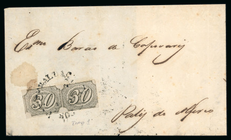 Stamp of Brazil » 1844-46 Slanting Figures 1846, 30r type i pair and 60r type II single on two cover/cover front