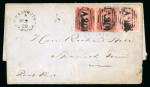 Stamp of Jamaica 1859 (Sep 9) entire from Falmouth to Spanish Town with GB 1d red "stars" pair and 4d rose cancelled by "A39" numerals