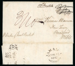 Stamp of Jamaica 1812 (May 17) entire to England with "PAID / TO / ENGLAND" circular cachet