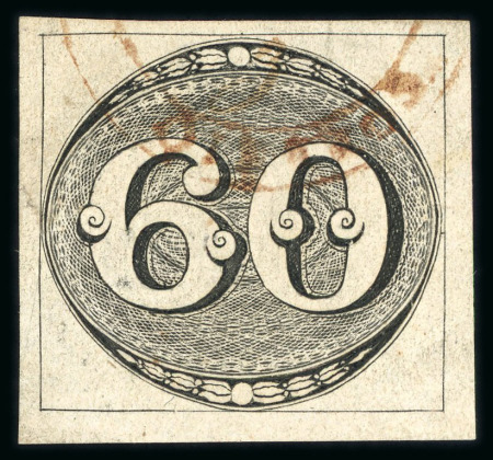 Stamp of Brazil » 1843 Bull's Eyes Maranhão (MA) 1843, 60r black, intermediate impression, Maranhão cds in red