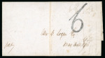 Stamp of Jamaica 1844-48, pair of entires from Kingston with "4" and "6" to pay hs